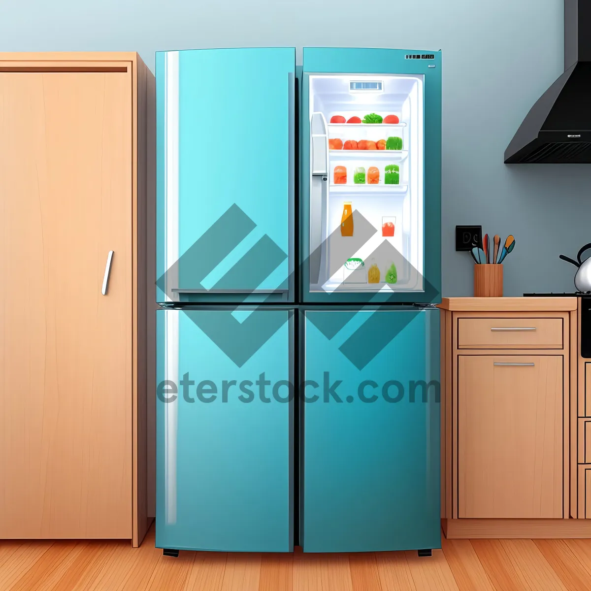 Picture of Modern White Refrigerator in Open Office Interior Design