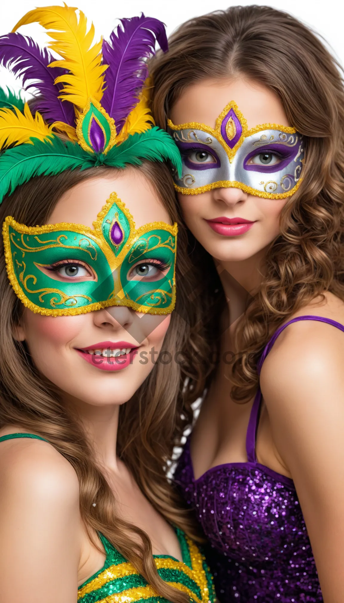 Picture of Fashion Model with Venetian Mask at Masquerade Ball.