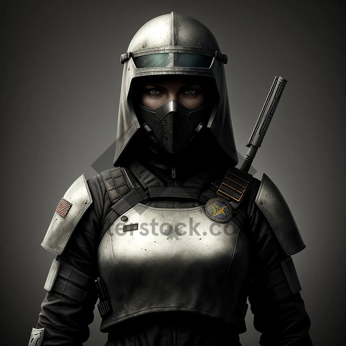 Picture of Warrior in Protective Armor: Militia Soldier Ready for Battle
