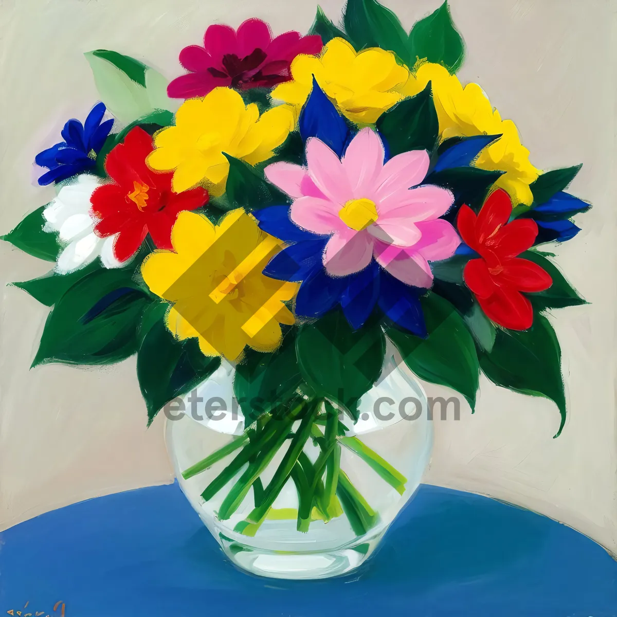 Picture of Colorful Floral Wheel: Vibrant Spring Bouquet Decoration