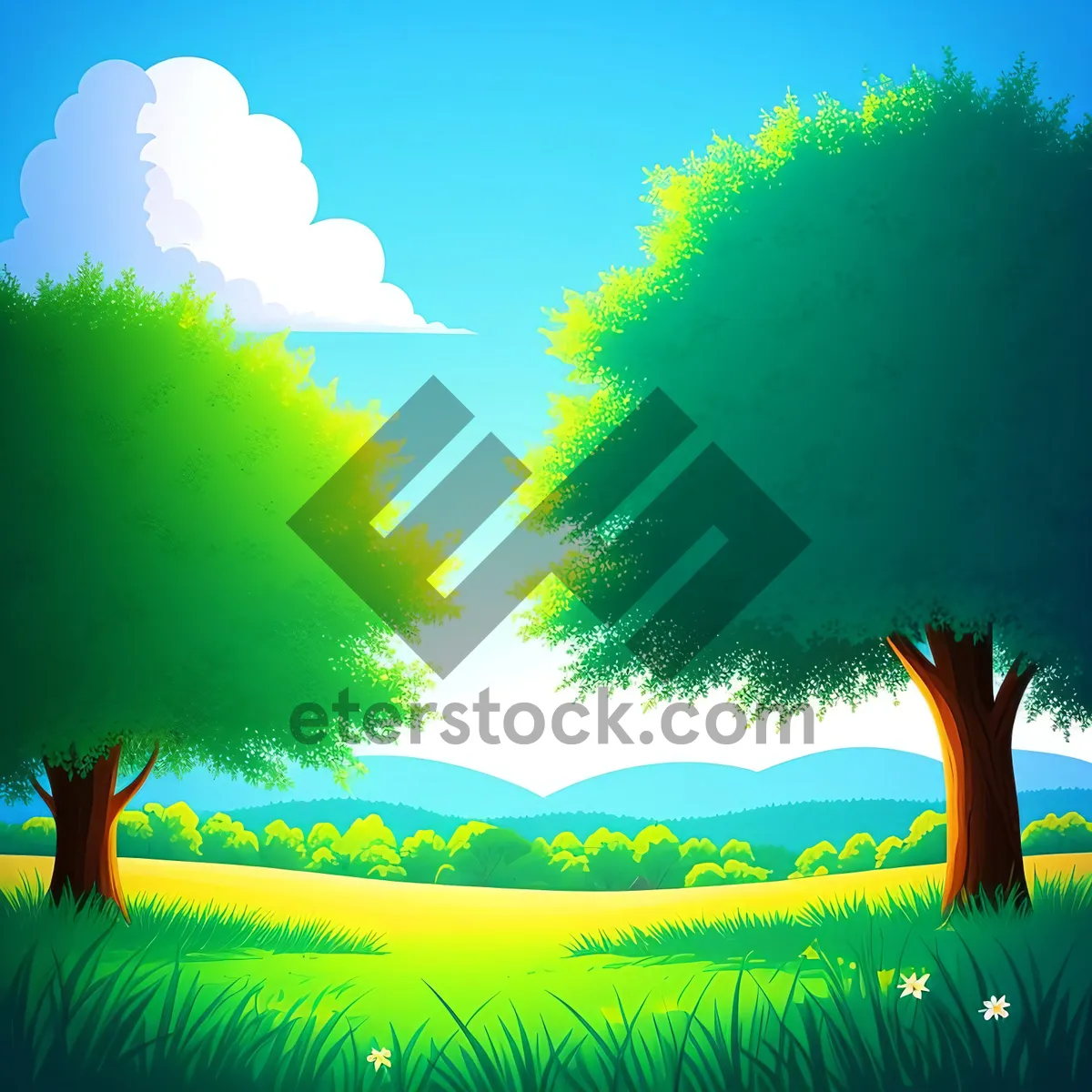 Picture of Sunset Silhouette Over Rural Meadow