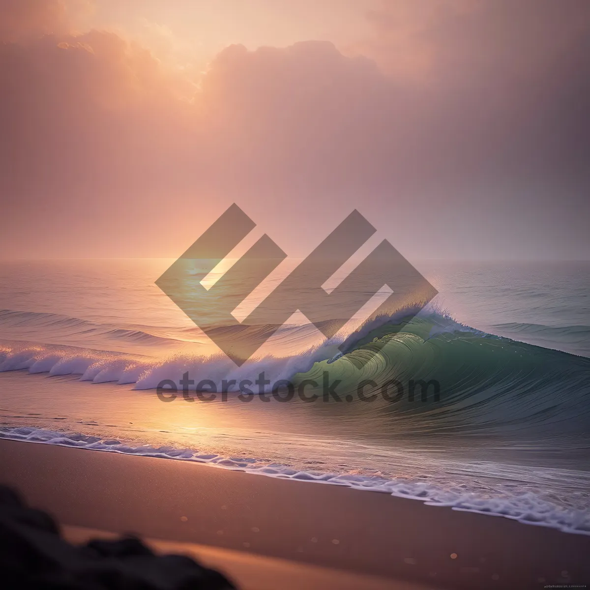 Picture of Vibrant Sunset Over Tropical Beach