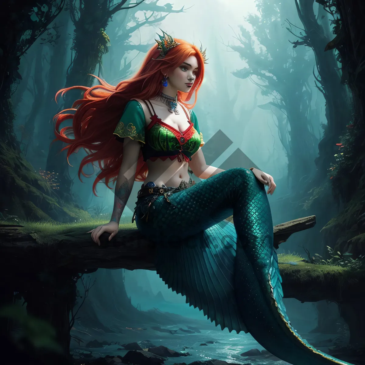 Picture of Tropical scuba diver exploring underwater ocean depths