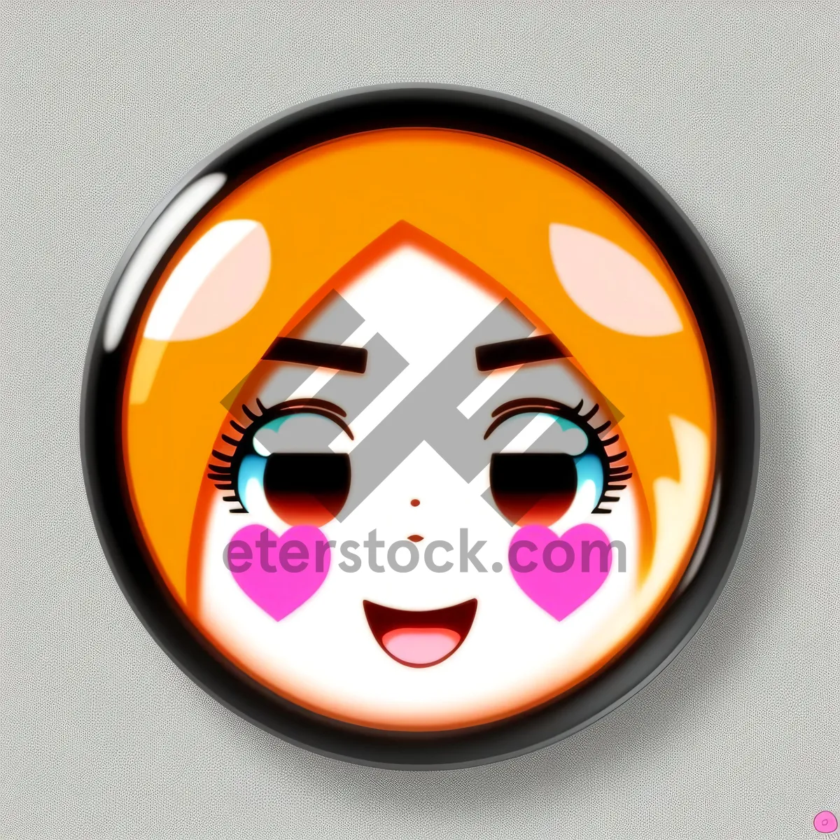 Picture of Shiny Cartoon Facial Button - Yellow Round Icon