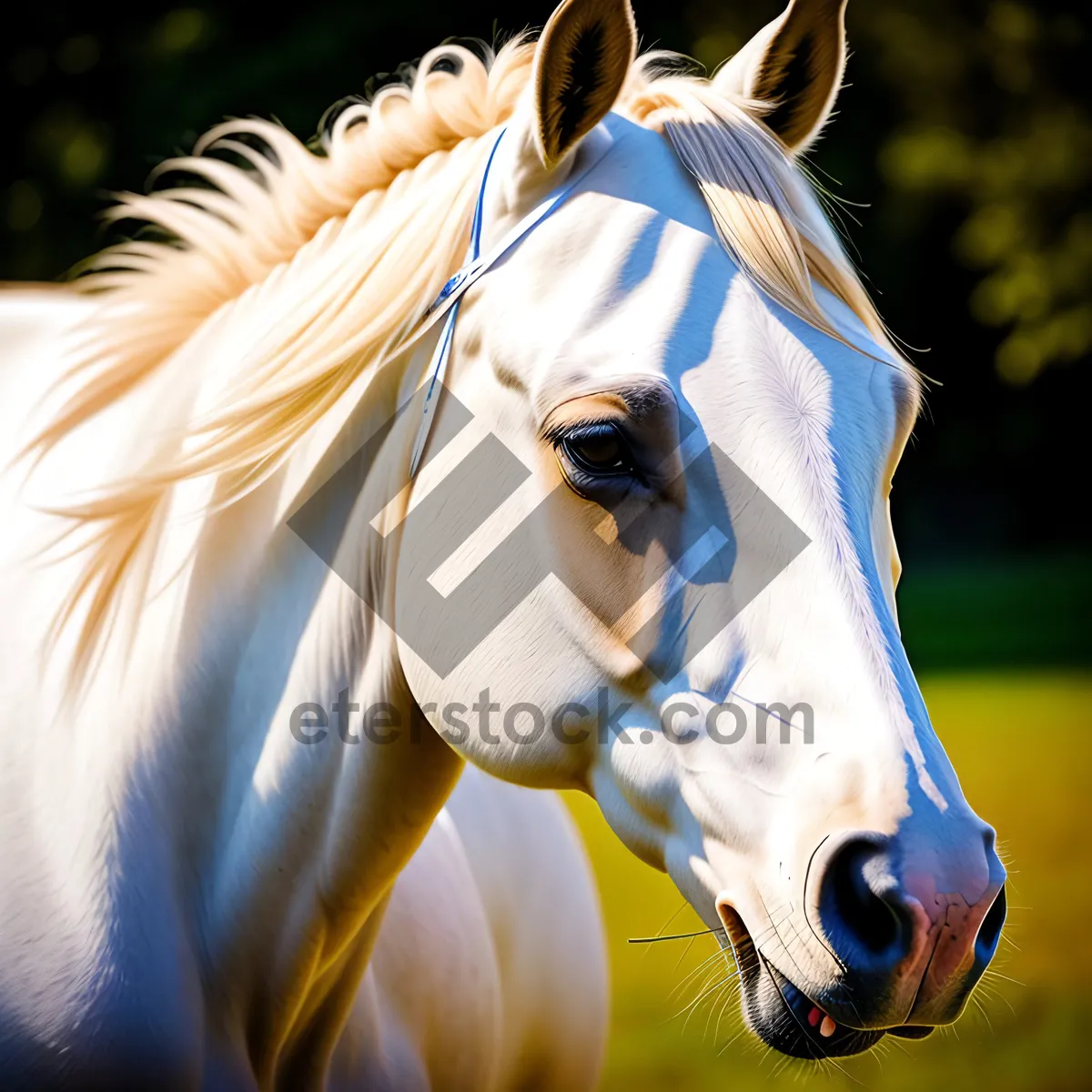 Picture of Majestic Stallion Galloping in a Verdant Field