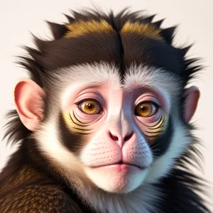 Furry Monkey Portrait with Cute Hair