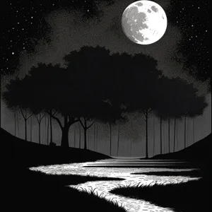 Majestic Night Sky with Radiant Moon and Stars
