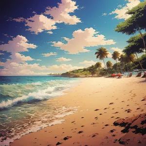 Idyllic Tropical Beach Paradise at Sunset