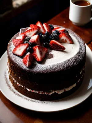 Tempting Berry Chocolate Cake with Fresh Mint