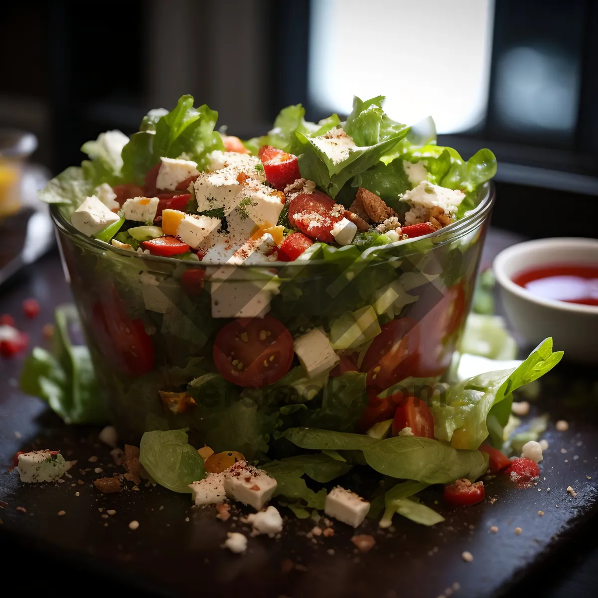 Picture of Fresh Salad Plate with Vegetables and Herbs