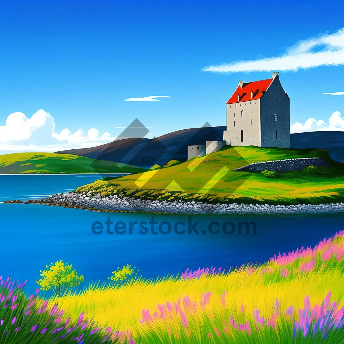 Picture of Serene Summer Castle Amidst Lush Countryside