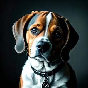 Adorable Beagle Puppy with Black Collar - Studio Portrait