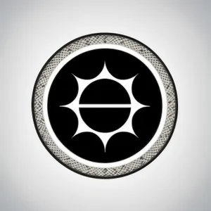 Black Round Heraldry Icon with Shiny Metal Design