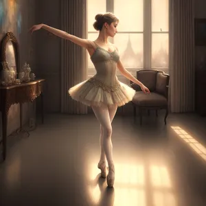 Elegant ballet performer showcasing fashion in studio