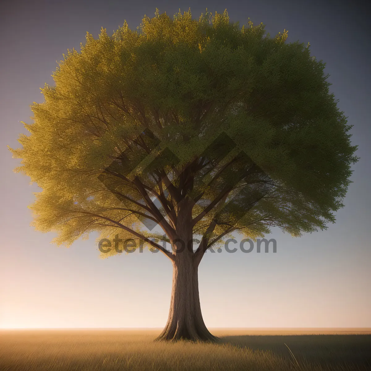 Picture of Serene Oak Tree in Lush Forest