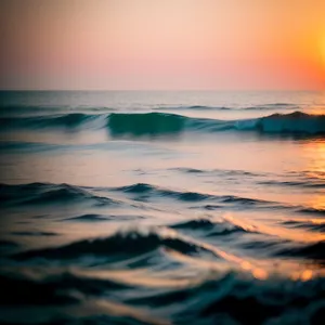 Golden Horizon: Tranquil Beach Sunset