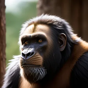 Wild Primate Encounter: A Majestic Chimpanzee in the Jungle