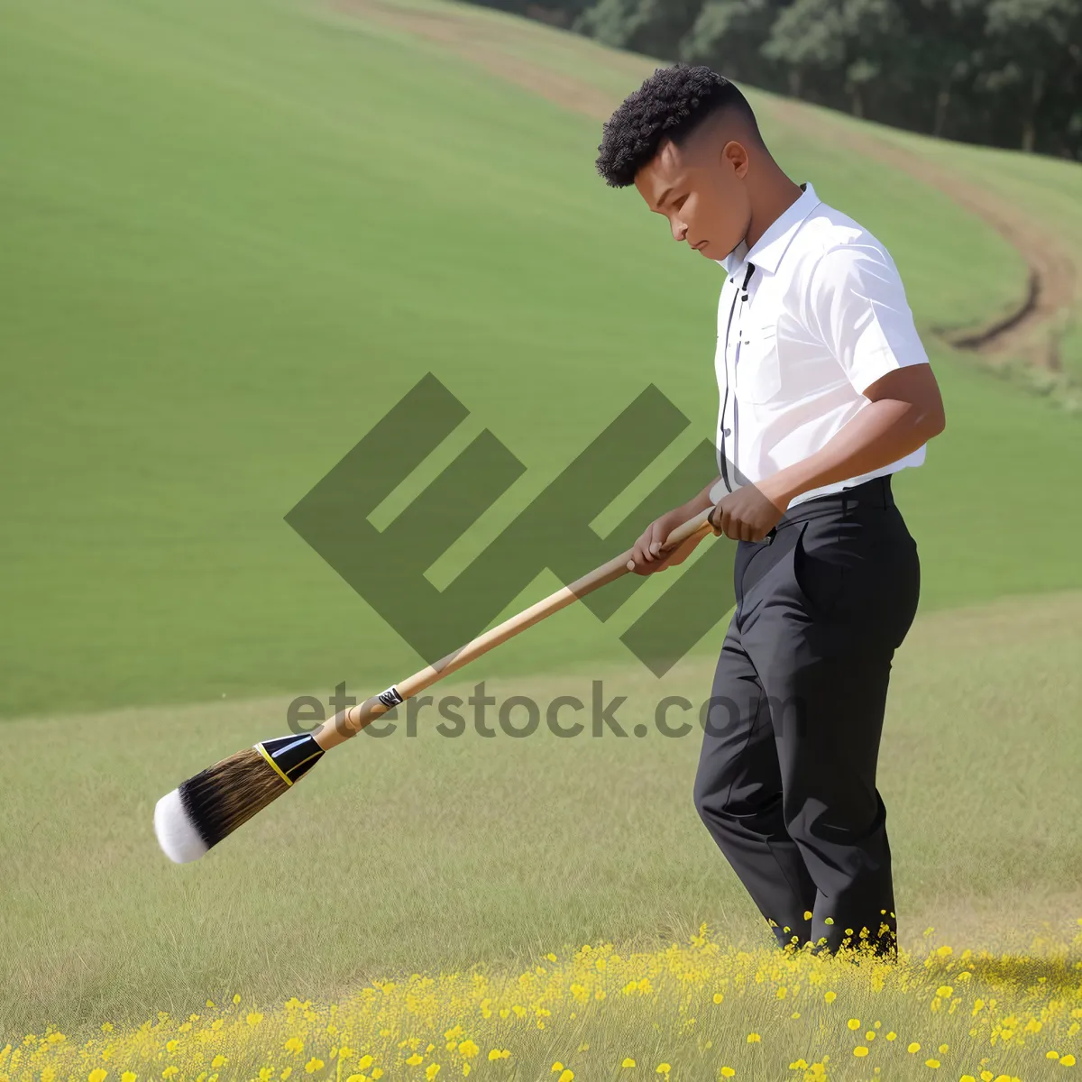Picture of Golfer teeing off on a sunny golf course