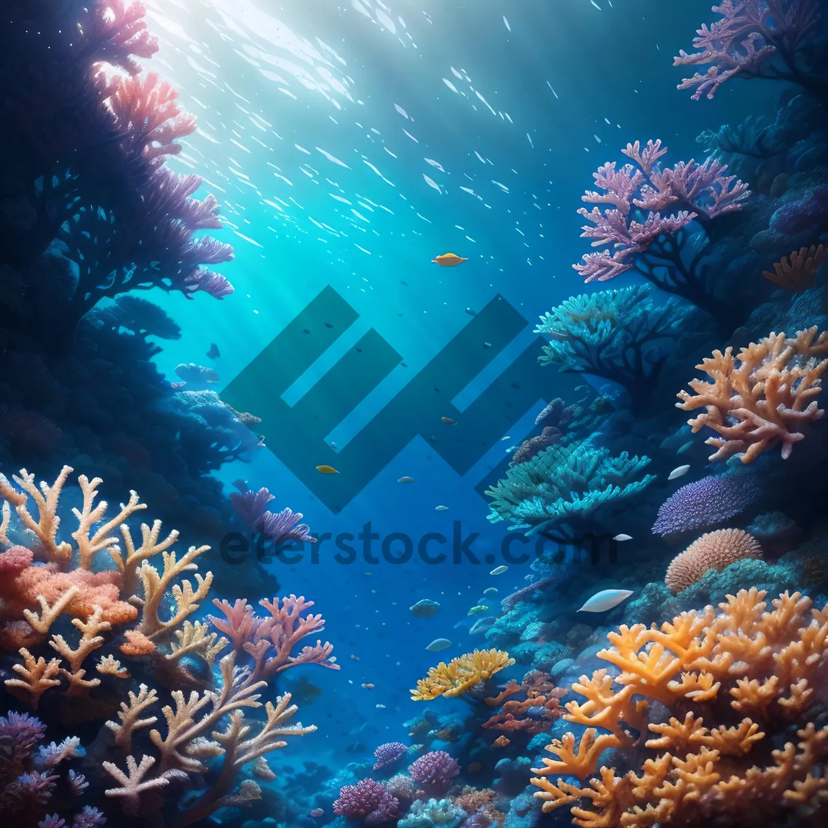 Picture of Vibrant Coral Reef Life in Exotic Sunlit Waters