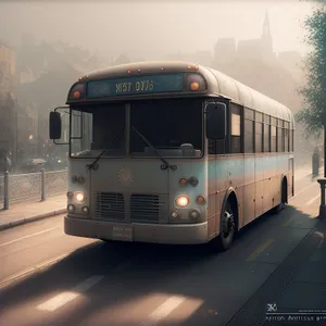 Public Shuttle Bus on City Street