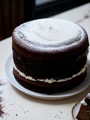 Delicious chocolate cake with creamy frosting