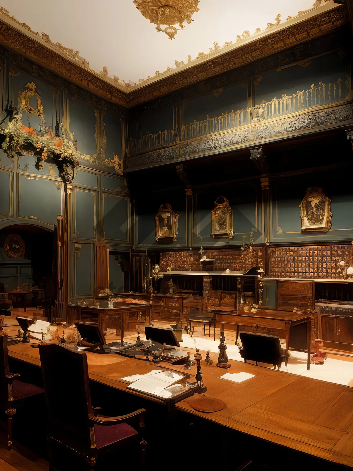 Picture of Modern restaurant interior with sleek furniture