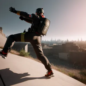 Thrilling Skateboard Jump with Action-Packed Energy
