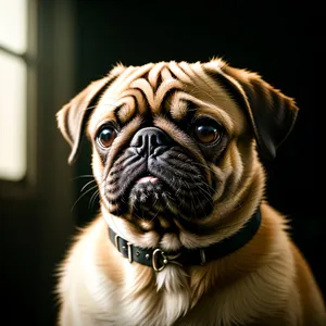 Cute Wrinkly Pug Boxer Dog Portrait