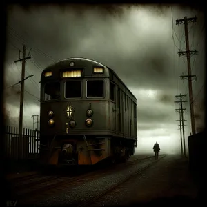 Vintage Steam Train at Abandoned Railway Station.