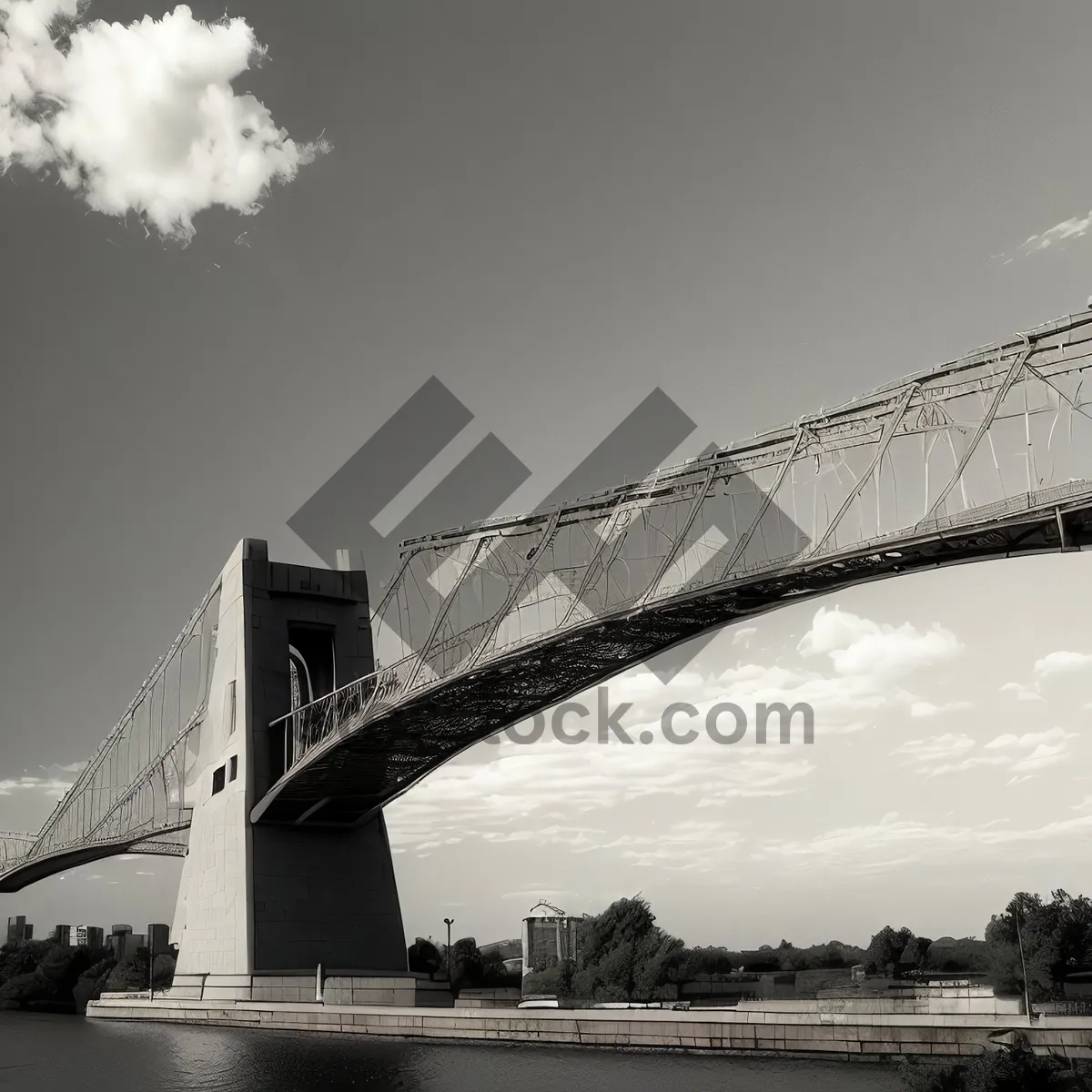 Picture of Iconic Nighttime Cityscape: Towering Suspension Bridge over Bay