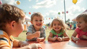 Happy family smiling in the park together