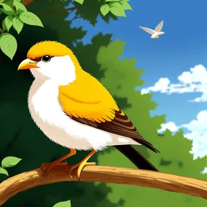 Vibrant Tropical Bird with Yellow Feathers