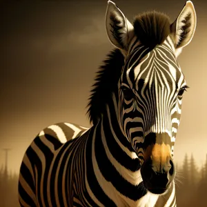 Striped Zebra Grazing in South African Safari