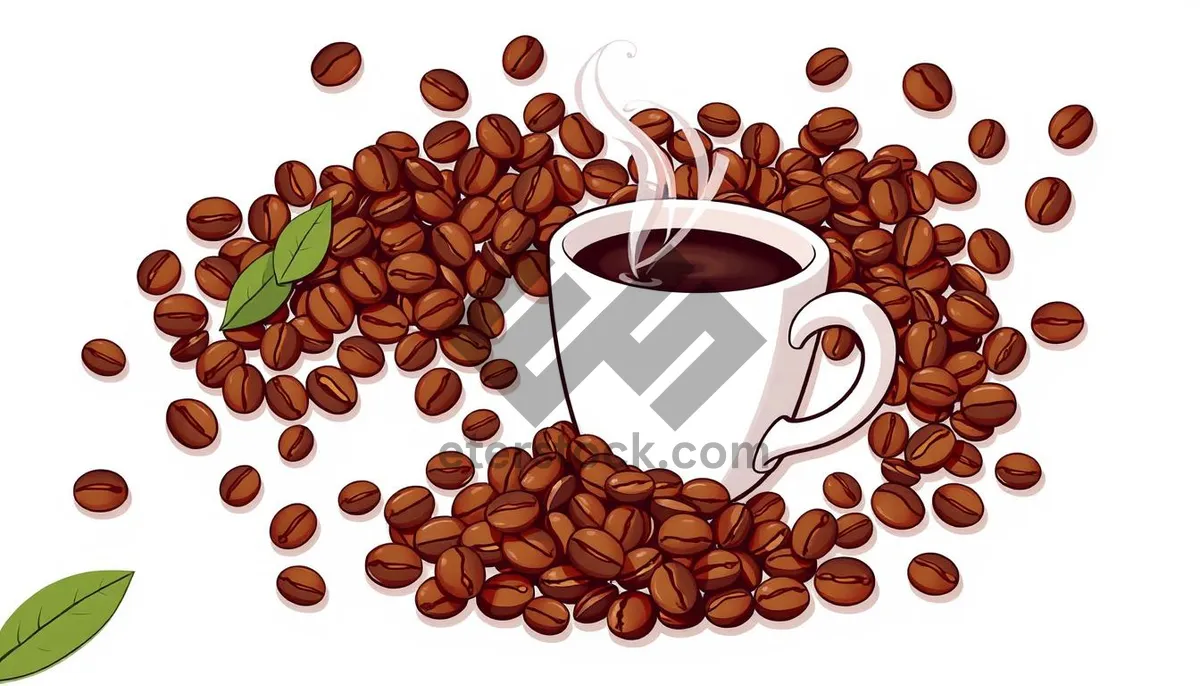 Picture of Dark espresso coffee bean pile with rich aroma.