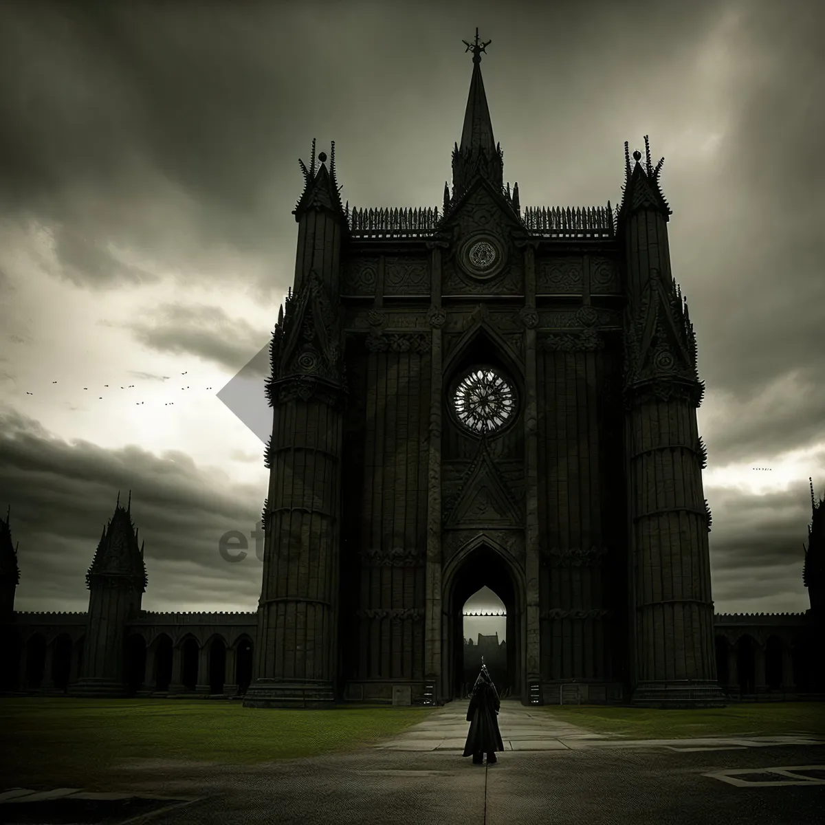 Picture of England's Majestic Gothic Cathedral under Blue Sky