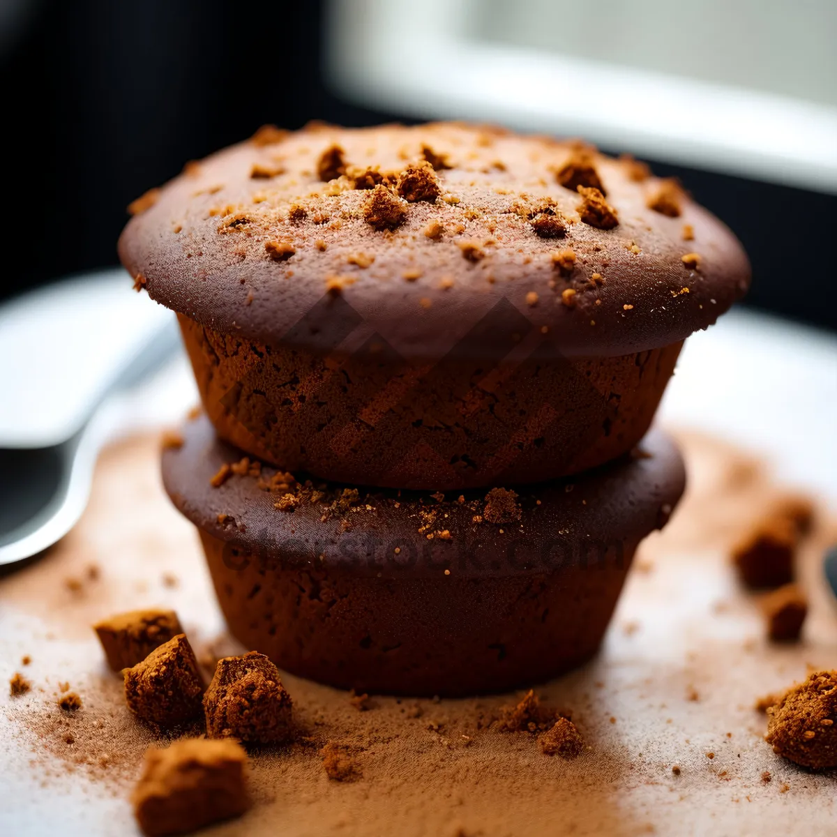 Picture of Delicious espresso chocolate cake and cappuccino drink