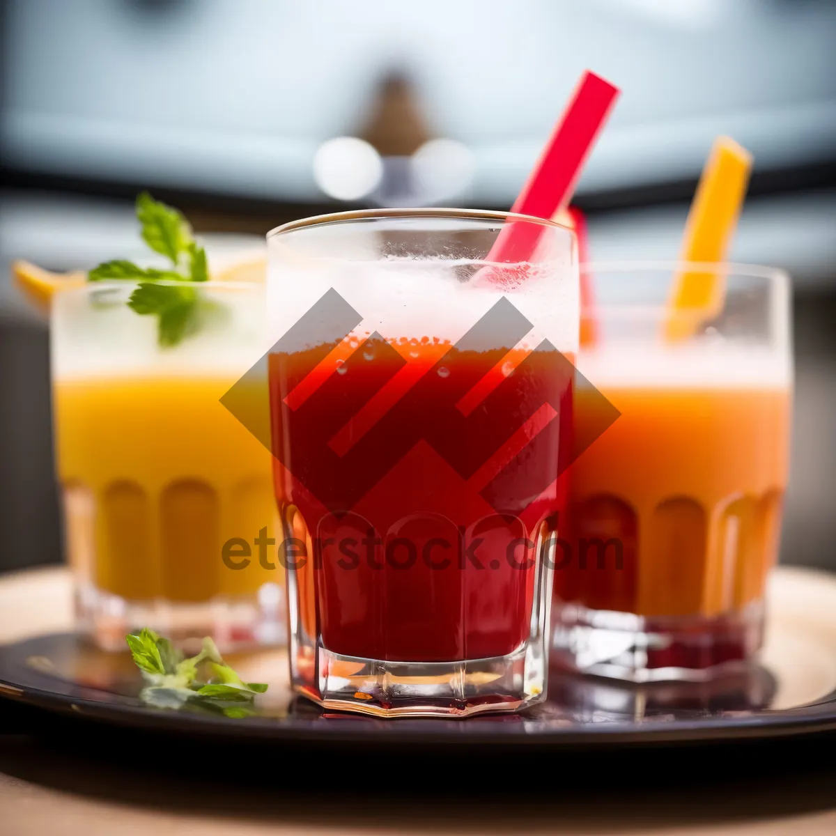 Picture of Refreshing Fruit Tea Drink with Ice and Lemon Slice