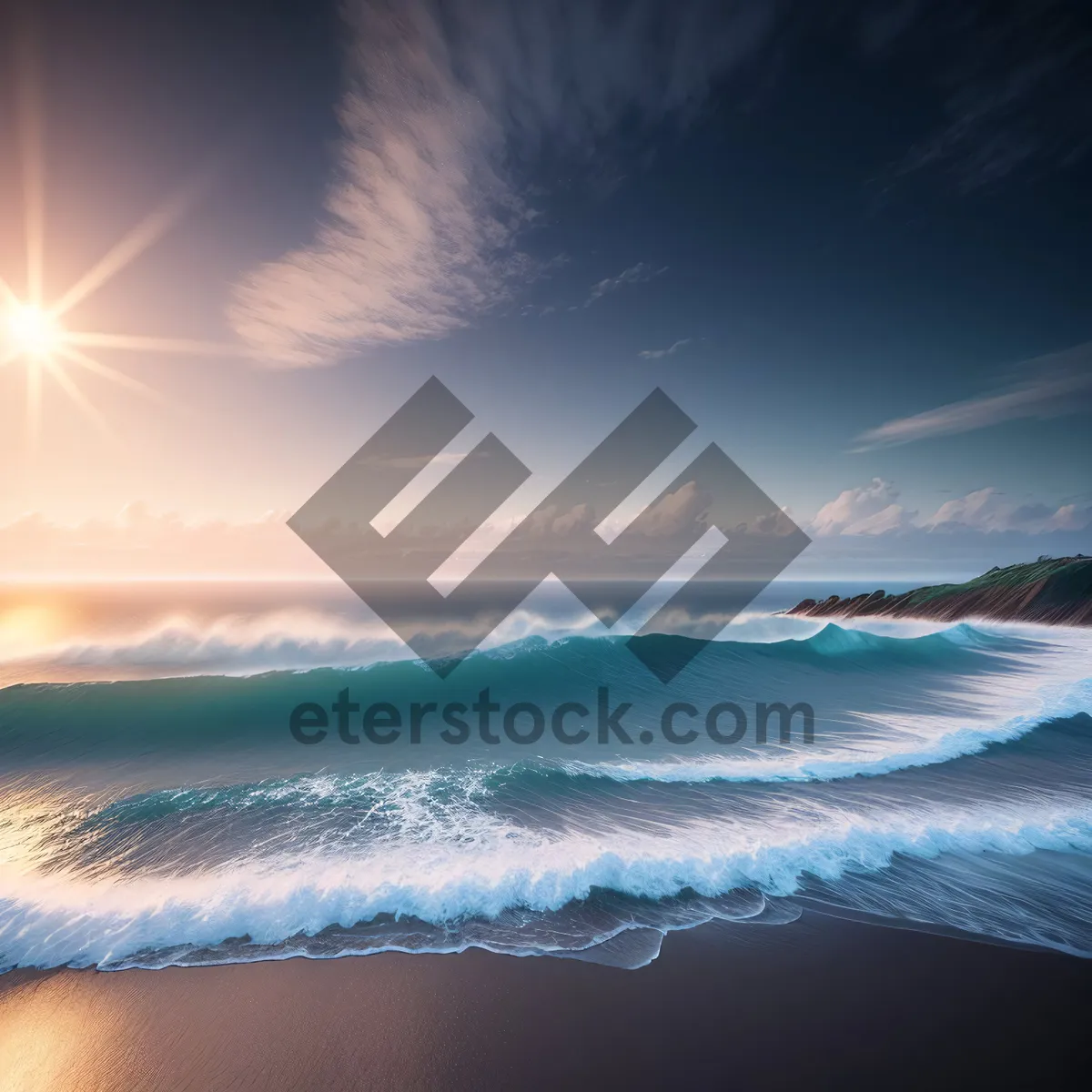 Picture of Serene Beach Sunset Over Turquoise Waters