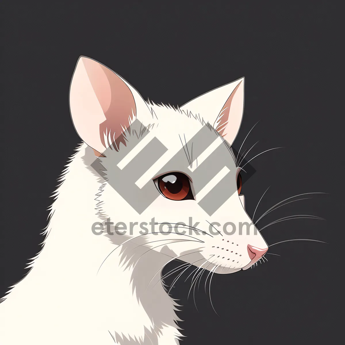 Picture of Cute Cartoon Kitty with a Playful Ear