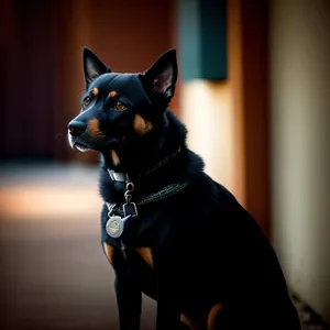 Adorable Purebred Shepherd Dog Portrait with Black and Brown Fur