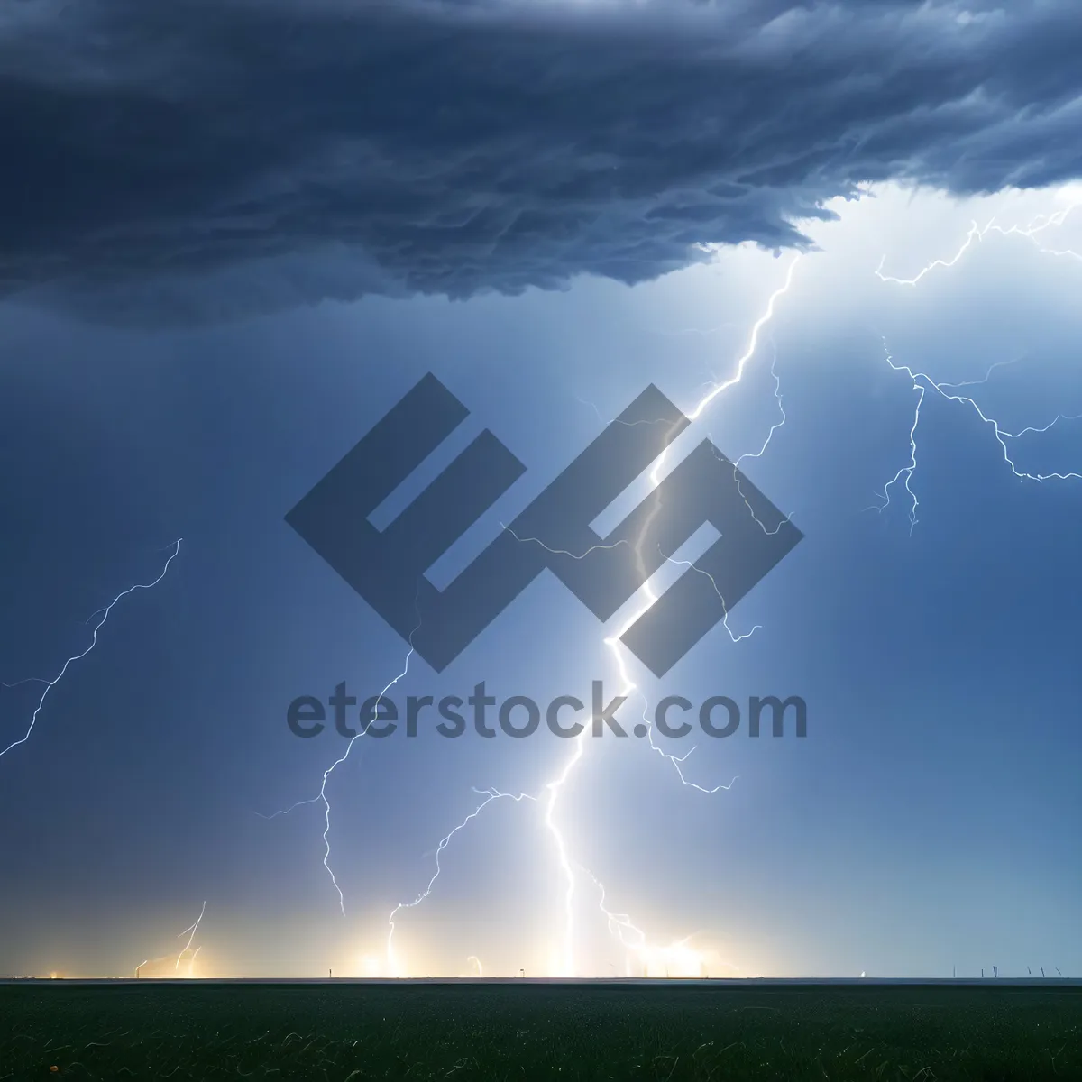 Picture of Dramatic Lightning Strikes in Stormy Sky