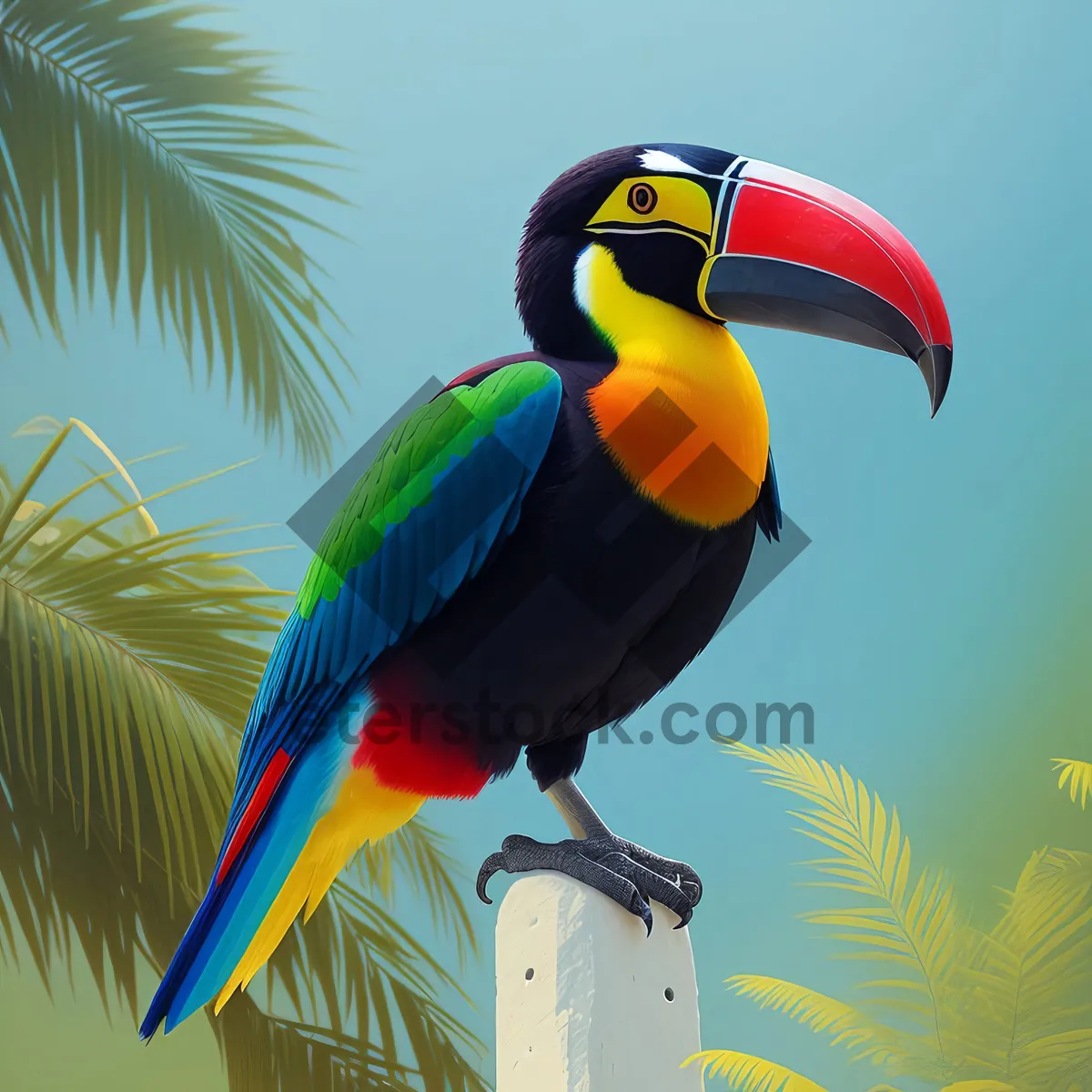 Picture of Colorful Exotic Toucan Bird with Vibrant Feathers