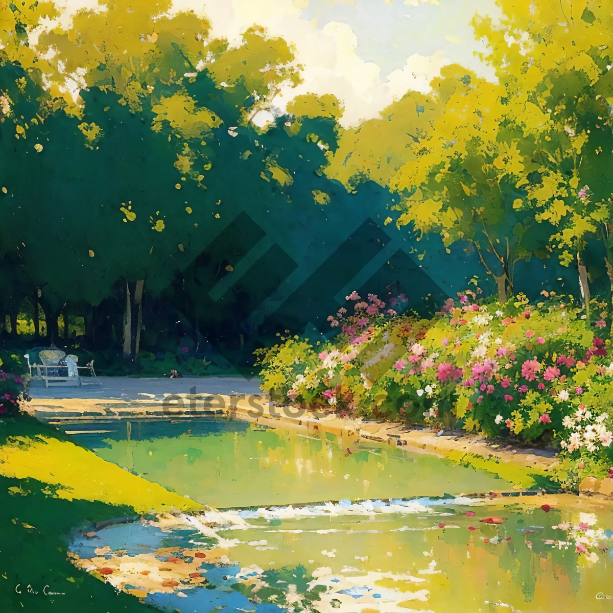 Picture of Autumn Trees Reflecting on Lake