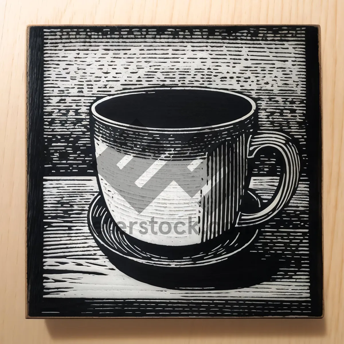 Picture of Hot Morning Beverage in Brown Mug with Saucer