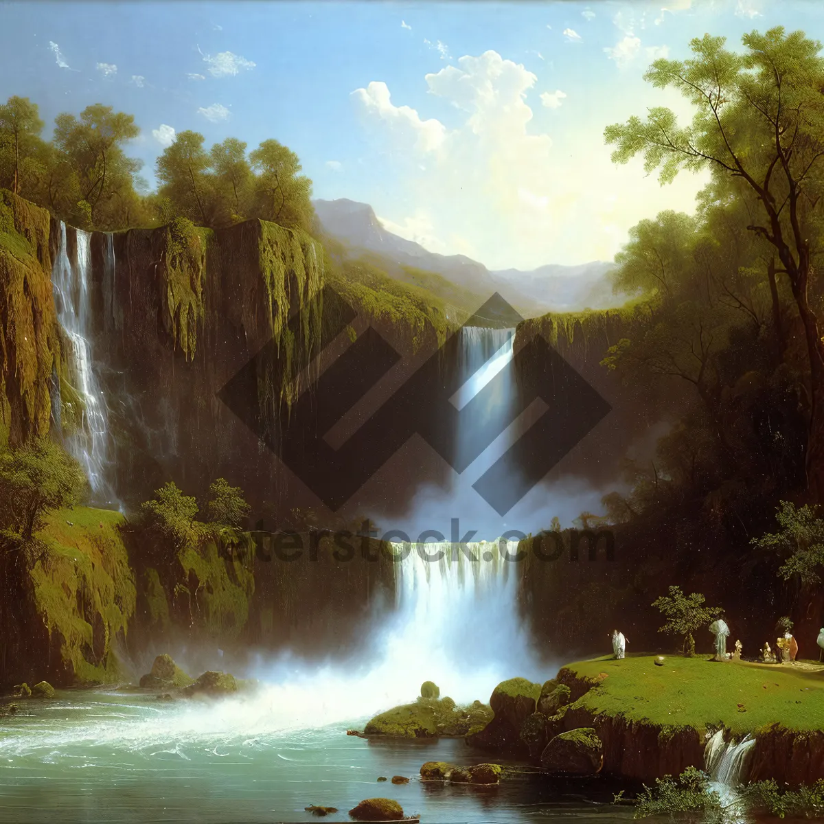 Picture of Enchanting Cascade in Serene Forest Landscape