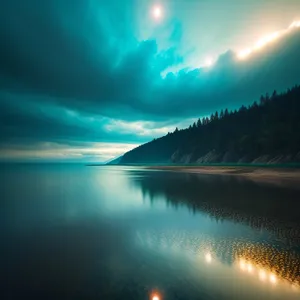 Starry Sunset Sky with Celestial Reflection