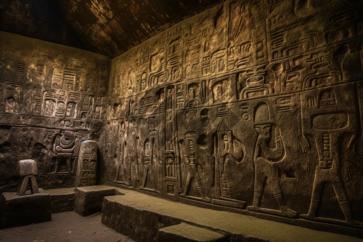 Picture of Ancient Temple Carving in Stone Wall.