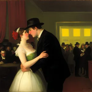 Joyful Couple Embracing on Wedding Day