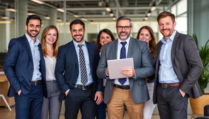 Diverse team of successful business professionals in office meeting.