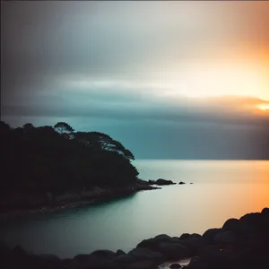 Serene Sunset Over Coastal Waters